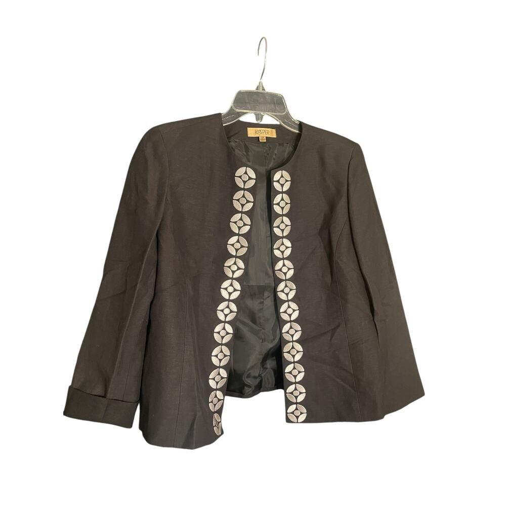 NWT Kasper Separates Jacket w/ Silver Embroidered Shapes Size 12P